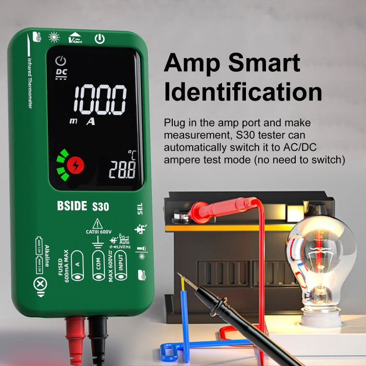 BSIDE S30 Smart Color Screen Infrared Temperature Measurement Multimeter(Black) - Digital Multimeter by BSIDE | Online Shopping UK | buy2fix