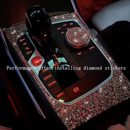 For Ford Mustang 2015-2020 3pcs Car Gear Shift Outer Ring Diamond Decoration Sticker, Left Drive - Car Interior Mouldings by buy2fix | Online Shopping UK | buy2fix