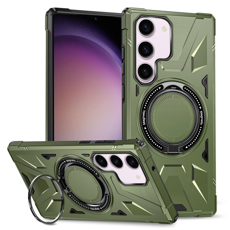 For Samsung Galaxy S23 5G MagSafe Magnetic Shockproof Phone Case with Ring Holder(Dark Green) - Galaxy S23 5G Cases by buy2fix | Online Shopping UK | buy2fix