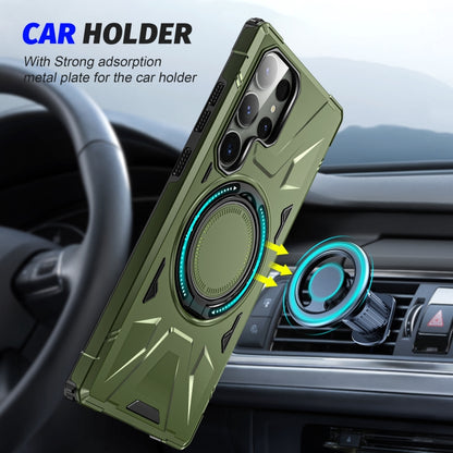 For Samsung Galaxy S23 5G MagSafe Magnetic Shockproof Phone Case with Ring Holder(Dark Green) - Galaxy S23 5G Cases by buy2fix | Online Shopping UK | buy2fix