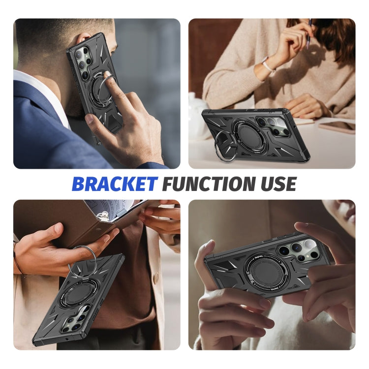 For Samsung Galaxy S24+ 5G MagSafe Magnetic Shockproof Phone Case with Ring Holder(Black) - Galaxy S24+ 5G Cases by buy2fix | Online Shopping UK | buy2fix