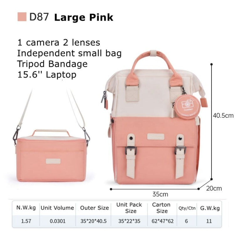 Cwatcun D87 Color Matching Camera Backpack Large Capacity Photography Bag, Size:40.5 x 35 x 20cm Large(Pink) - Backpack by Cwatcun | Online Shopping UK | buy2fix