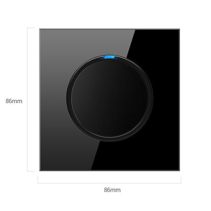 86mm Round LED Tempered Glass Switch Panel, Black Round Glass, Style:One Open Dual Control - Switch by buy2fix | Online Shopping UK | buy2fix