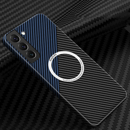 For Samsung Galaxy S24+ 5G Carbon Fiber Texture MagSafe Magnetic Phone Case(Black Blue) - Galaxy S24+ 5G Cases by buy2fix | Online Shopping UK | buy2fix
