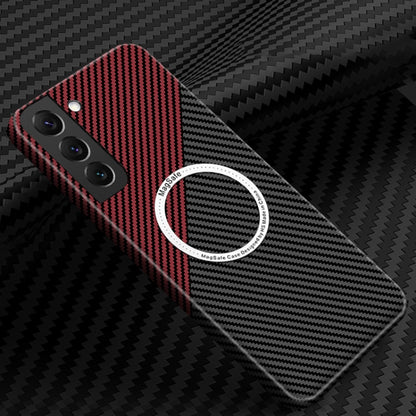 For Samsung Galaxy S24+ 5G Carbon Fiber Texture MagSafe Magnetic Phone Case(Black Red) - Galaxy S24+ 5G Cases by buy2fix | Online Shopping UK | buy2fix