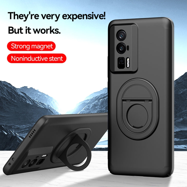 For Xiaomi Redmi K60 / K60 Pro Magsafe Hidden Fold Holder Full Coverage Shockproof Phone Case(Black) - Xiaomi Cases by buy2fix | Online Shopping UK | buy2fix