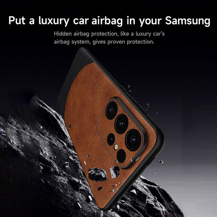 For Samsung Galaxy S24+ 5G SULADA Stitching Leather MagSafe Magnetic Phone Case(Orange) - Galaxy S24+ 5G Cases by SULADA | Online Shopping UK | buy2fix