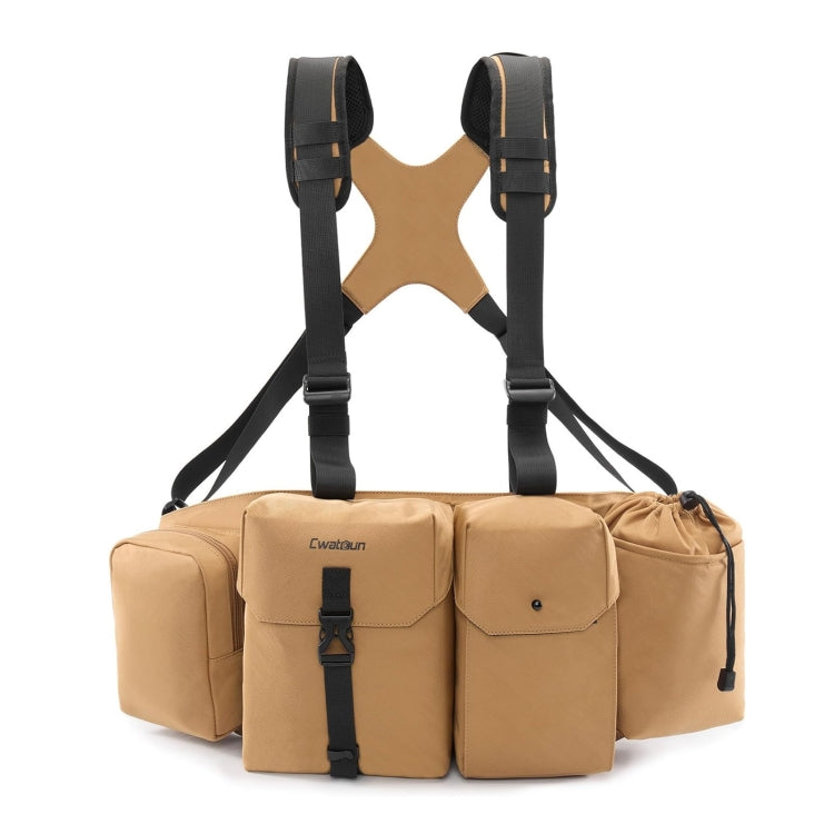 Cwatcun D104 Camera Waist Pack Vest Bag, Size:59.5 x 9.5 x 21cm(Earth) - Strap Satchel by Cwatcun | Online Shopping UK | buy2fix