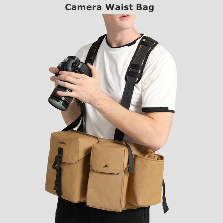 Cwatcun D104 Camera Waist Pack Vest Bag, Size:59.5 x 9.5 x 21cm(Earth) - Strap Satchel by Cwatcun | Online Shopping UK | buy2fix