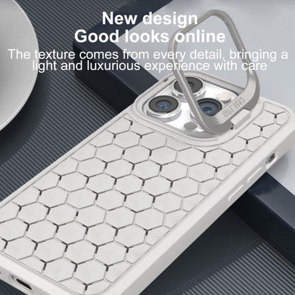 For iPhone 15 Pro Honeycomb Radiating Lens Holder Magsafe Phone Case(Grey) - iPhone 15 Pro Cases by buy2fix | Online Shopping UK | buy2fix