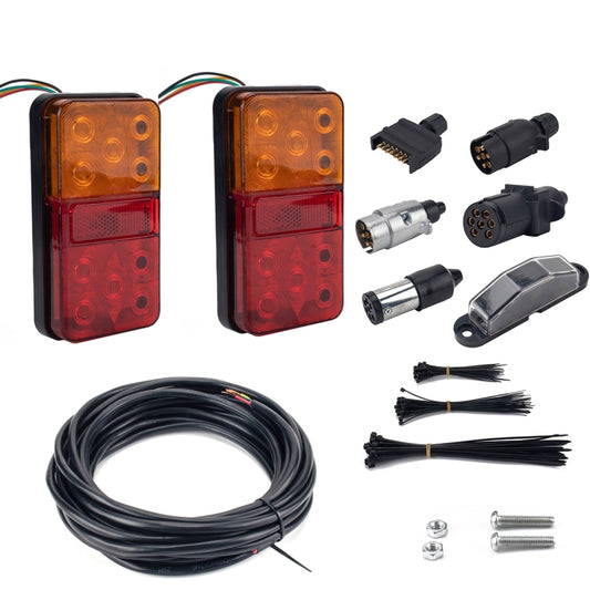 2 PCS Trailer / Truck D-type Long Strip 10LEDs Tail Light Set - License Plate Lights by buy2fix | Online Shopping UK | buy2fix