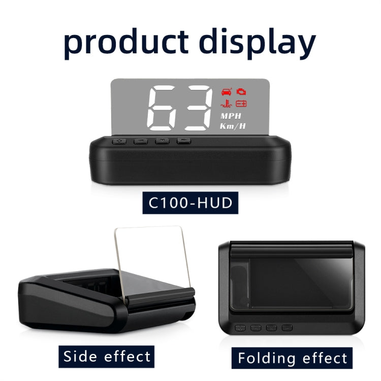 C100 Car HUD Head-up Display OBD2 Fault Code Elimination Overspeed / Fault Alarm - Head Up Display System by buy2fix | Online Shopping UK | buy2fix