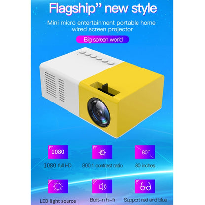 J9 1920x1080P 15 ANSI Portable Home Theater Mini LED HD Digital Projector, Basic Version, AU Plug(Yellow White) - Consumer Electronics by buy2fix | Online Shopping UK | buy2fix