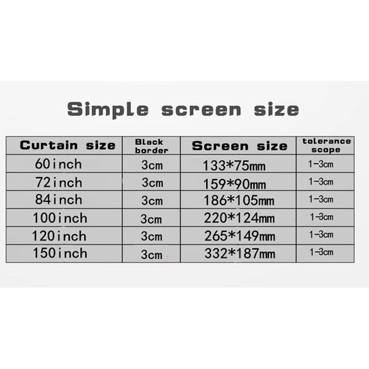 Simple Folding Thin Polyester Projector Film Curtain, Size:60 inch (16:9) Projection Area: 132x75cm - Consumer Electronics by buy2fix | Online Shopping UK | buy2fix