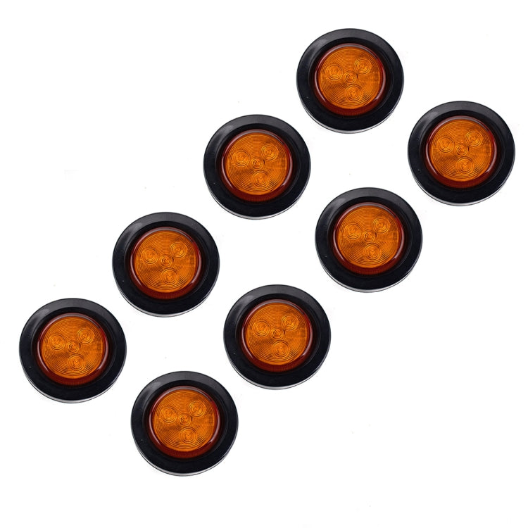 8 PCS Truck Trailer Yellow LED 2 inch Round Side Marker Clearance Tail Light Kits with Heat Shrink Tube - Fog / Driving Lights by buy2fix | Online Shopping UK | buy2fix