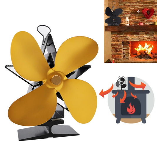 4-Blade Aluminum Heat Powered Fireplace Stove Fan (Gold) - Consumer Electronics by buy2fix | Online Shopping UK | buy2fix