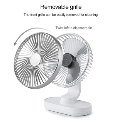 D77 4W Micro USB & USB-C / Type-C Rechargeable Portable Four-speed Adjustable Automatic Head Shaking Desktop Fan(Silver) - Consumer Electronics by buy2fix | Online Shopping UK | buy2fix