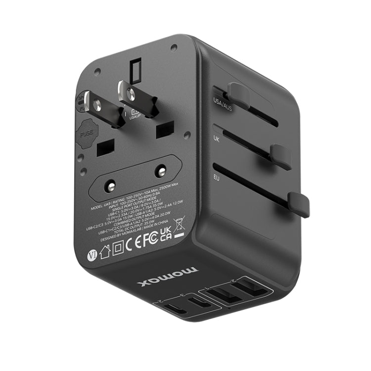 MOMAX 1-World UA9 PD 35W Fast Charger Power Adapter(Black) - USB Charger by MOMAX | Online Shopping UK | buy2fix