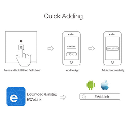 WS-US-01 EWeLink APP & Touch Control 2A 1 Gang Tempered Glass Panel Smart Wall Switch, AC 90V-250V, US Plug - Consumer Electronics by buy2fix | Online Shopping UK | buy2fix