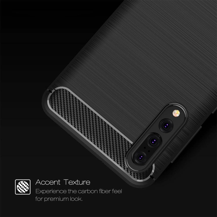 For Huawei  P20 Pro Brushed Texture Carbon Fiber Shockproof TPU Protective Back Case(Black) - Huawei Cases by buy2fix | Online Shopping UK | buy2fix