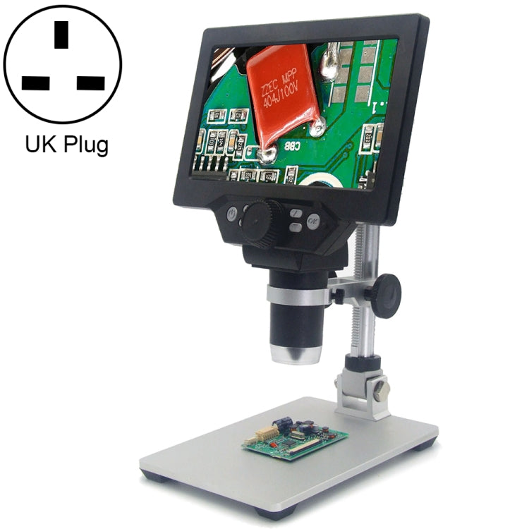 G1200 7 inch LCD Screen 1200X Portable Electronic Digital Desktop Stand Microscope, UK Plug - Digital Microscope by buy2fix | Online Shopping UK | buy2fix