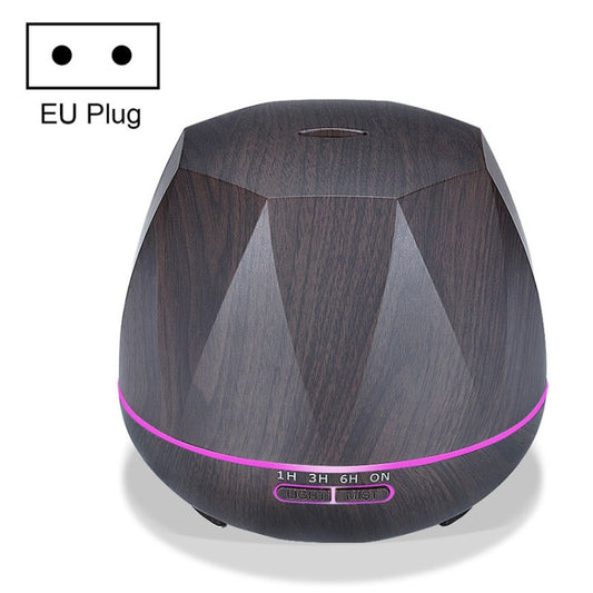 Diamond Wood Grain Remote Control Ultrasonic Humidifier Aromatherapy Machine Automatic Alcohol Sprayer with LED Lights, Capacity: 400mL, EU Plug (Dark Wood Color) - Home & Garden by buy2fix | Online Shopping UK | buy2fix