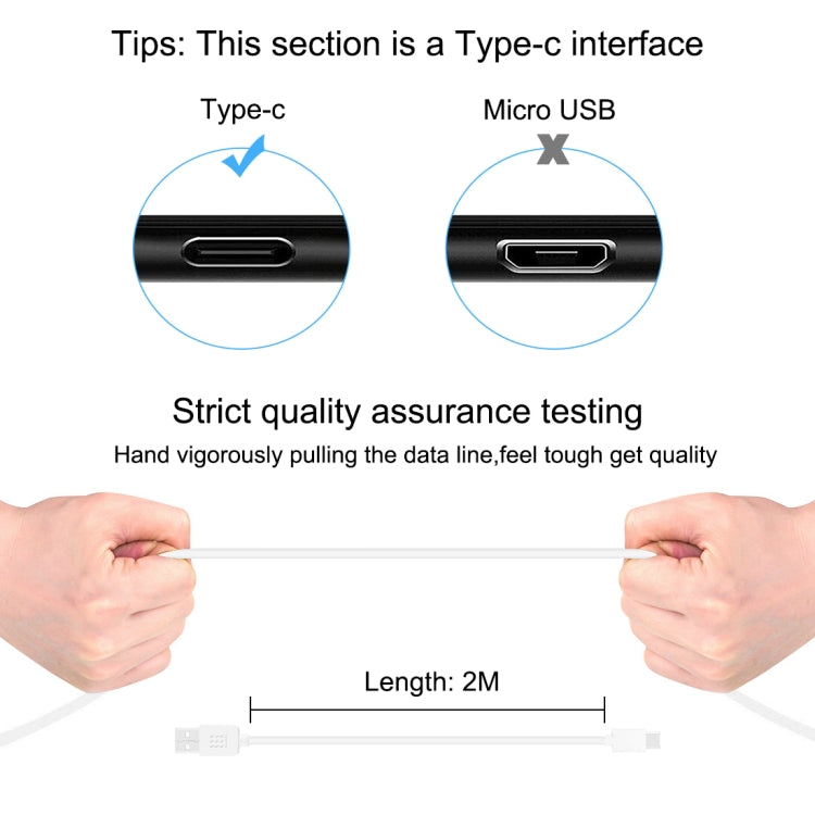 HAWEEL 2m USB-C / Type-C to USB 2.0 Data & Charging Cable(White) - USB-C & Type-C Cable by buy2fix | Online Shopping UK | buy2fix