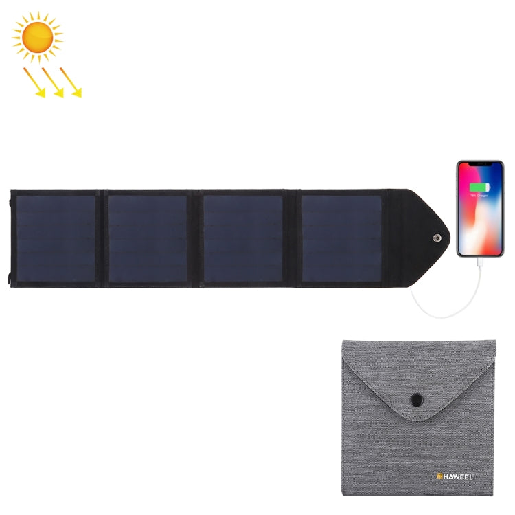 HAWEEL 14W Ultrathin Foldable Solar Panel Charger with 5V / 2.2A USB Port, Support QC3.0 and AFC(Black) - Charger by HAWEEL | Online Shopping UK | buy2fix