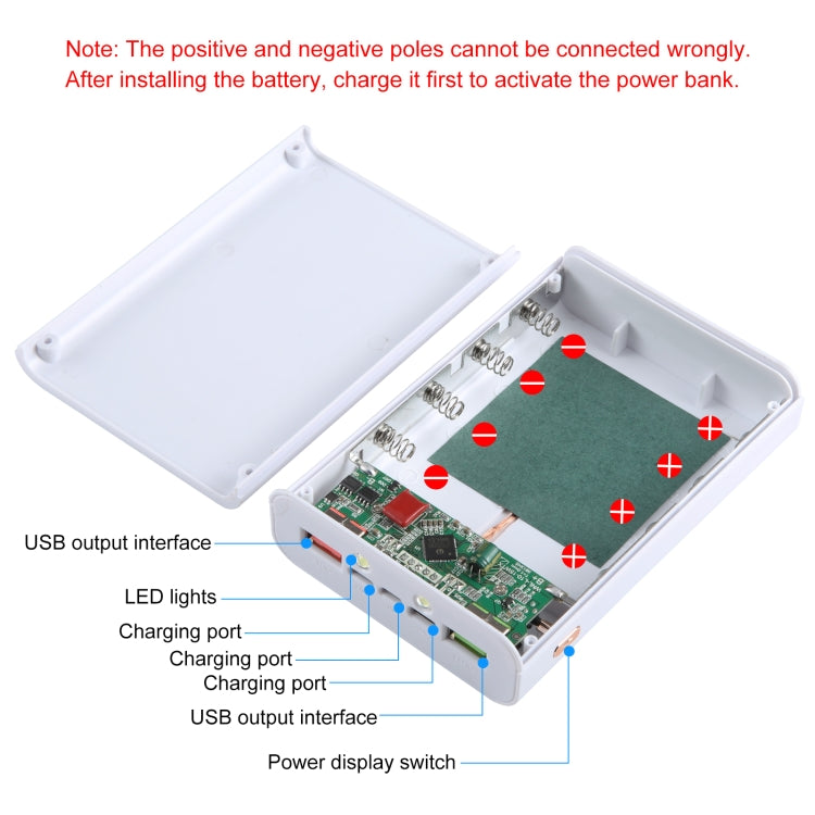 HAWEEL DIY 4 x 21700 Battery 22.5W Fast Charge 15W Wireless Charging Power Bank Box Case with Display, Not Include Battery (White) - Power Bank Box by HAWEEL | Online Shopping UK | buy2fix