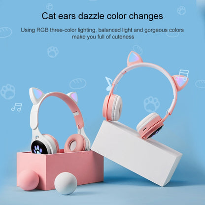 B30 Cat Paw Cat Ears Colorful Luminous Foldable Bluetooth Headset with 3.5mm Jack & TF Card Slot(Blue) - Headset & Headphone by buy2fix | Online Shopping UK | buy2fix