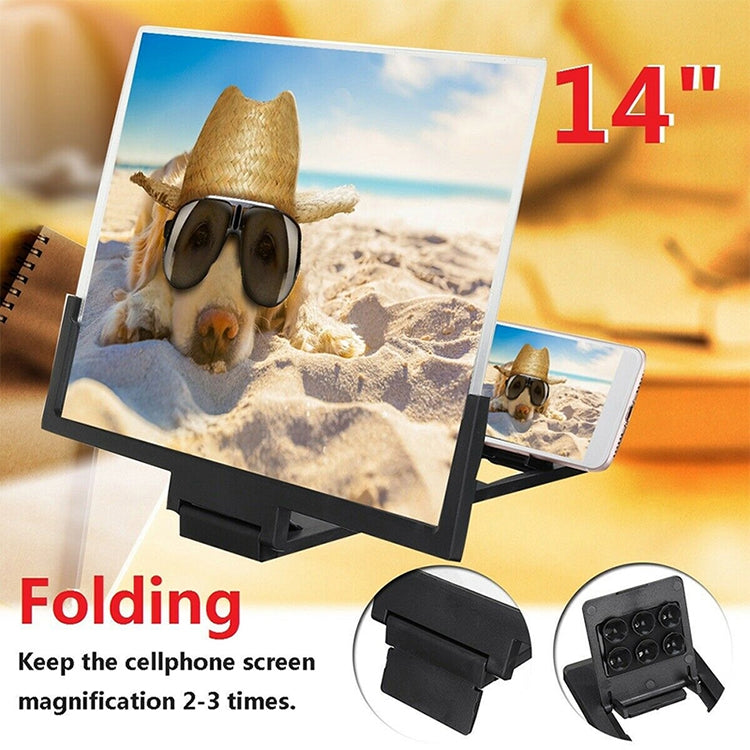 F3 14 inch Radiation Protection Universal Mobile Phone Screen Amplifier 3D HD Video Amplifier with Stand(Black) - Screen Magnifier by buy2fix | Online Shopping UK | buy2fix