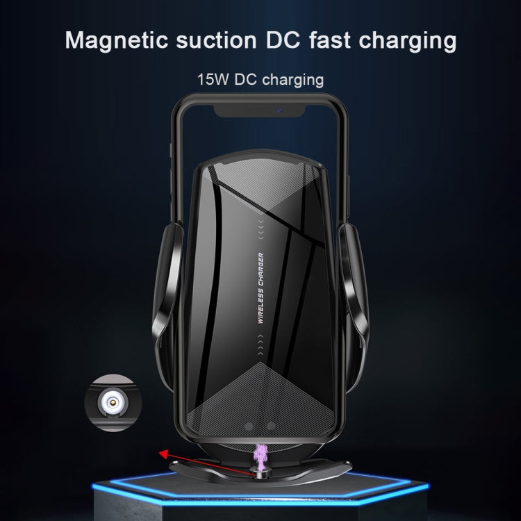 Q2 15W Universal Rotation Infrared Induction Magnetic Car Wireless Charging Mobile Phone Holder with Micro USB + 8 Pin + Type-C / USB-C Magnetic Connector(Blue) - In Car by buy2fix | Online Shopping UK | buy2fix