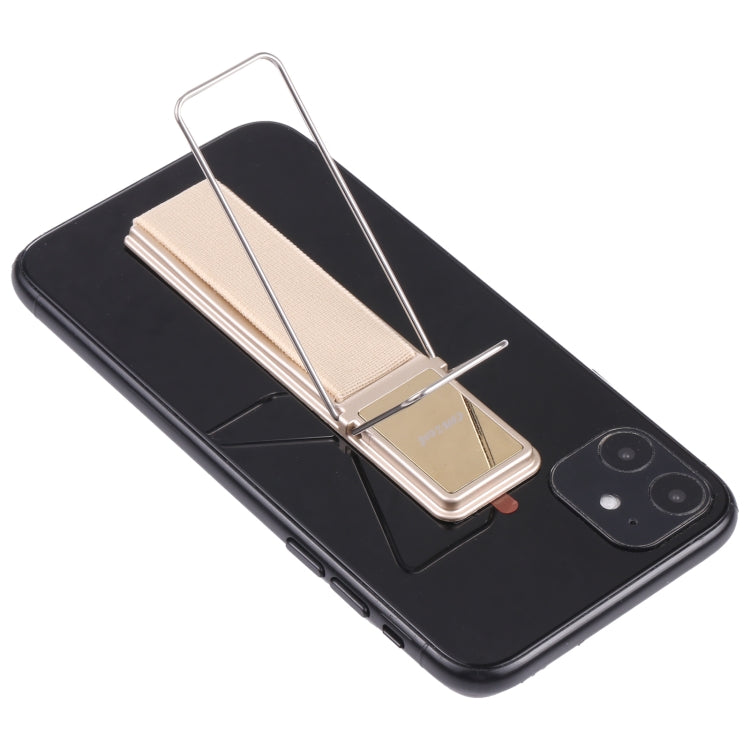 cmzwt CPS-030 Adjustable Folding Magnetic Mobile Phone Holder Bracket with Grip (Gold) - Hand-Sticking Bracket by buy2fix | Online Shopping UK | buy2fix