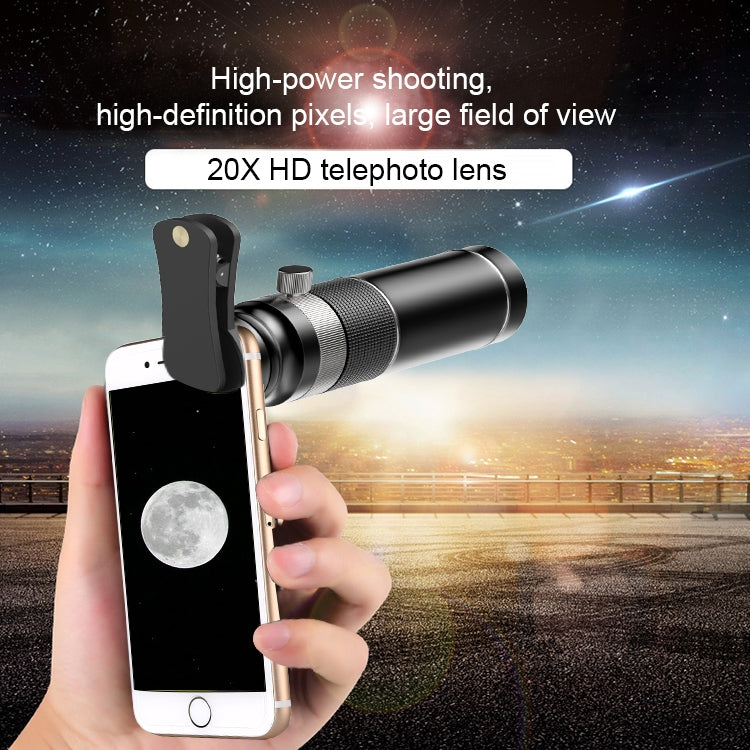 Universal 20X Mobile Phone HD Telephoto Telescope Lens with Tripod & Clip - Telescope & Microscope by buy2fix | Online Shopping UK | buy2fix