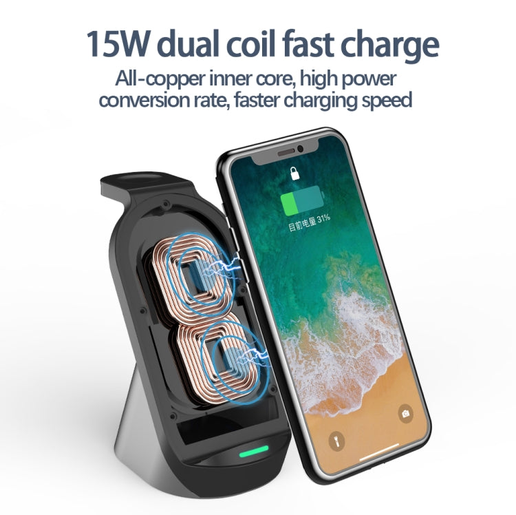 H18 3 in 1 Quick Wireless Charger for iPhone, Apple Watch, AirPods and other Android Smart Phones(Black) - Apple Accessories by buy2fix | Online Shopping UK | buy2fix
