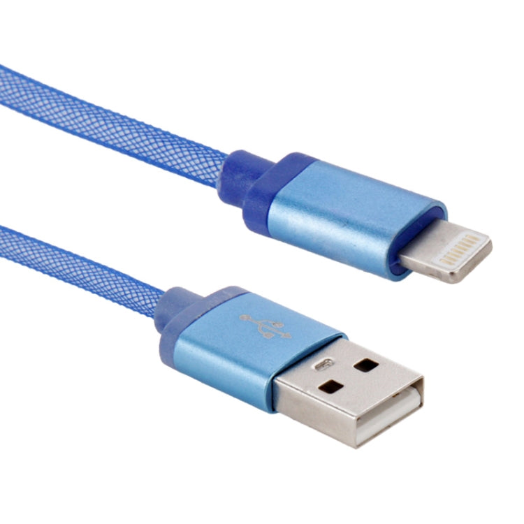 1m Net Style Metal Head 8 Pin to USB Data / Charger Cable(Blue) - Normal Style Cable by buy2fix | Online Shopping UK | buy2fix