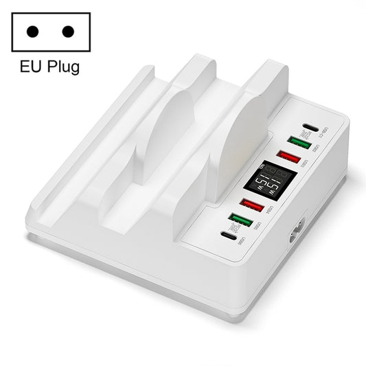 F6 Multifunctional Dual Wireless Charger with Phone Holder & Current Display, EU Plug - Apple Accessories by buy2fix | Online Shopping UK | buy2fix