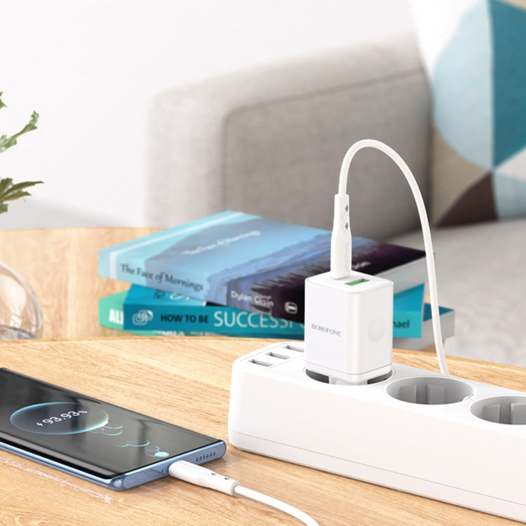 Borofone BN7 PD20W + QC3.0 Dual Ports Travel Charger with Type-C / USB-C to Type-C / USB-C Cable, EU Plug(White) - USB Charger by Borofone | Online Shopping UK | buy2fix