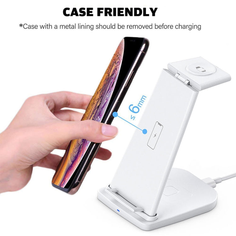 10W 3 in 1 QC 3.0  Vertical Multi-function Wireless Charger with Stand Function, Suitable for Mobile Phones / Apple Watch / AirPods (Black) - Multifunction Charger by buy2fix | Online Shopping UK | buy2fix