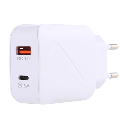 LZ-819A+C QC3.0 USB + PD 18W USB-C / Type-C Interfaces Travel Charger with Indicator Light, EU Plug (White) - Apple Accessories by buy2fix | Online Shopping UK | buy2fix