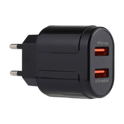 LZ-022 5V 2.4A Dual USB Ports Travel Charger, EU Plug (Black) - USB Charger by buy2fix | Online Shopping UK | buy2fix