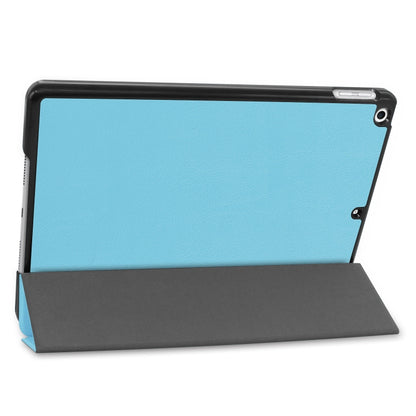 For iPad 10.2 Custer Texture Horizontal Flip Smart PU Leather Case with Sleep / Wake-up Function & Three-folding Holder (Sky Blue) - iPad 10.2 Cases by buy2fix | Online Shopping UK | buy2fix