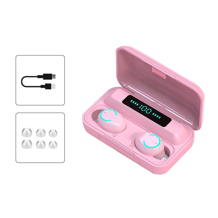 F9-9 TWS CVC8.0 Noise Cancelling Bluetooth Earphone with Charging Box, Support Touch Lighting Effect & Three-screen LED Power Display & Power Bank & Mobile Phone Holder & HD Call & Voice Assistant(Pink) - TWS Earphone by buy2fix | Online Shopping UK | buy2fix