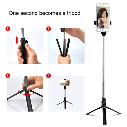 XT10 Multi-function Mobile Live Broadcast Bluetooth Self-timer Pole Tripod (Black) - Consumer Electronics by buy2fix | Online Shopping UK | buy2fix