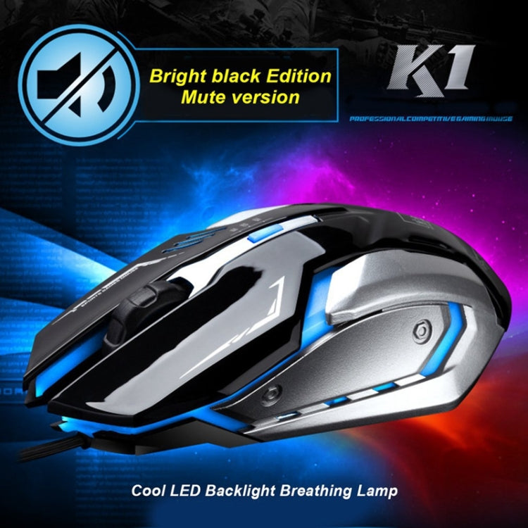 Chasing Leopard K1 USB 1600DPI Three-speed Adjustable LED Backlight Mute Wired Optical Gaming Mouse, Length: 1.3m(Jet Black) - Computer & Networking by Chasing Leopard | Online Shopping UK | buy2fix