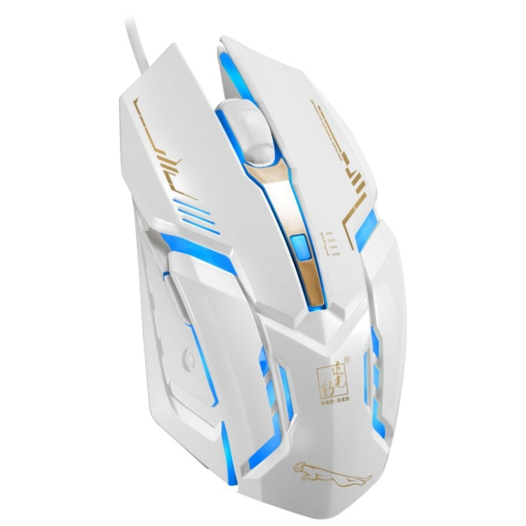 Chasing Leopard V17 USB 2400DPI Four-speed Adjustable Line Pattern Wired Optical Gaming Mouse with LED Breathing Light, Length: 1.45m(White) - Wired Mice by Chasing Leopard | Online Shopping UK | buy2fix