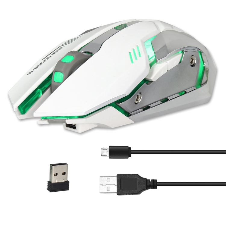 ZERODATE X70 2.4GHz Wireless 6-Keys 2400 DPI Adjustable Ergonomics Optical Gaming Mouse with Breathing Light(White) - Wireless Mice by ZERODATE | Online Shopping UK | buy2fix