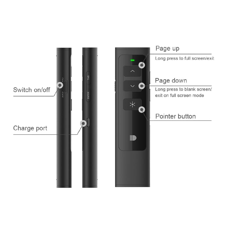 Doosl DSIT013 2.4GHz Rechargeable PowerPoint Presentation Remote Control Multi-functional Laser Pointer for PowerPoint / Keynote / Prezi, Control Distance: 100m(Black) -  by DOOSL | Online Shopping UK | buy2fix