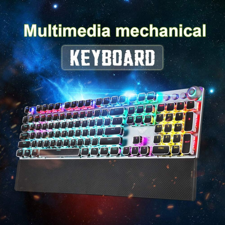 AULA F2088 108 Keys Mixed Light Mechanical Black Switch Wired USB Gaming Keyboard with Metal Button(Black) - Wired Keyboard by AULA | Online Shopping UK | buy2fix