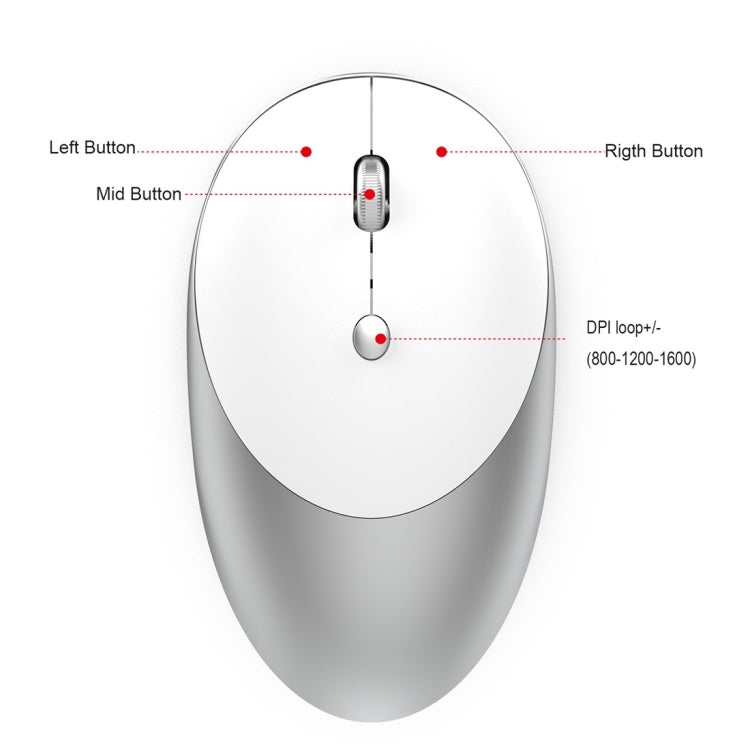 HXSJ T36 2.4G Bluetooth 5.0+3.0 Three-mode Silent Design Wireless Bluetooth Mouse (Silver) - Wireless Mice by HXSJ | Online Shopping UK | buy2fix